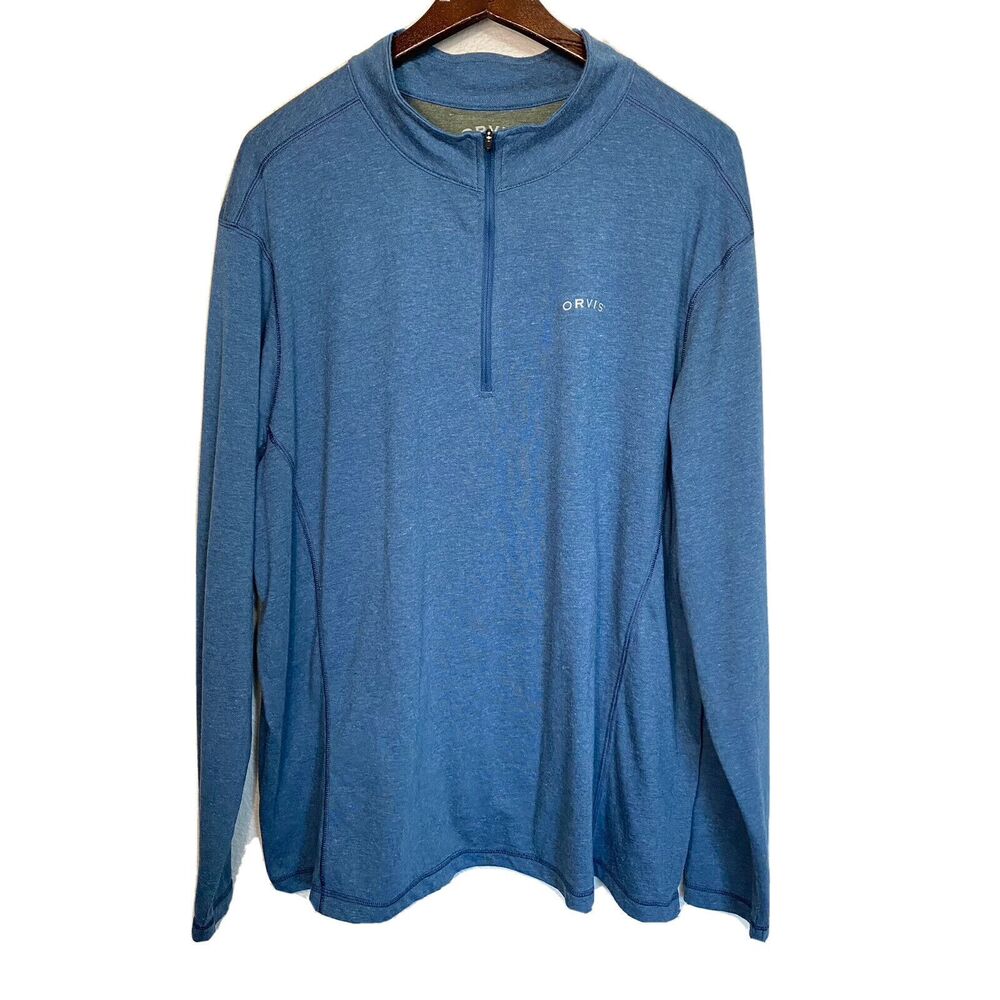 Orvis Top Men XXL Blue 1/4 Zip Lightweight Sweater Pullover Outdoor Fishing Golf